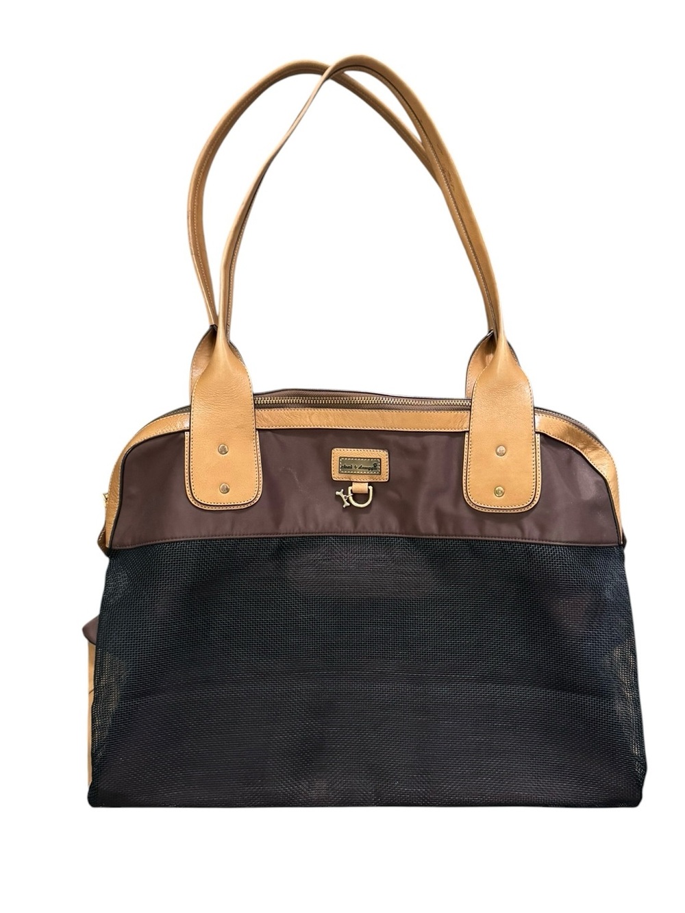 Cloak & Dawggie Designer Style Luxury Mesh Pet Carrier Tote Bag – Brown & Tan